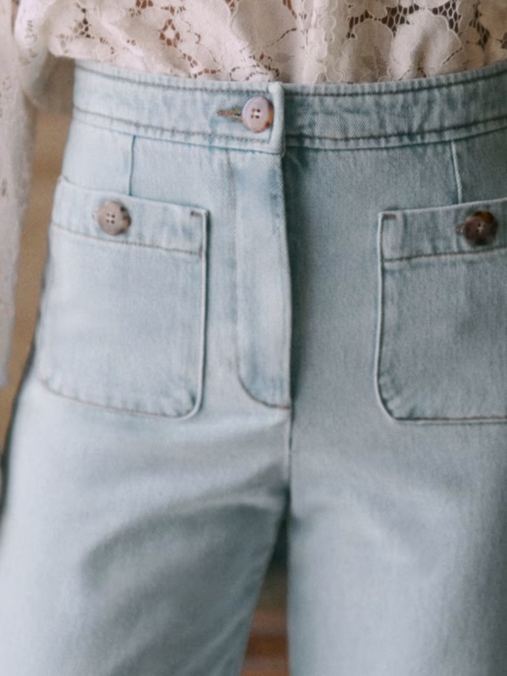 Sezane • Emilio Trousers in Washed Blue FR40